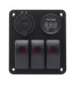 Panel 3 switch + voltmeter + USB socket