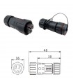M12 aerial connector 2 contacts IP67